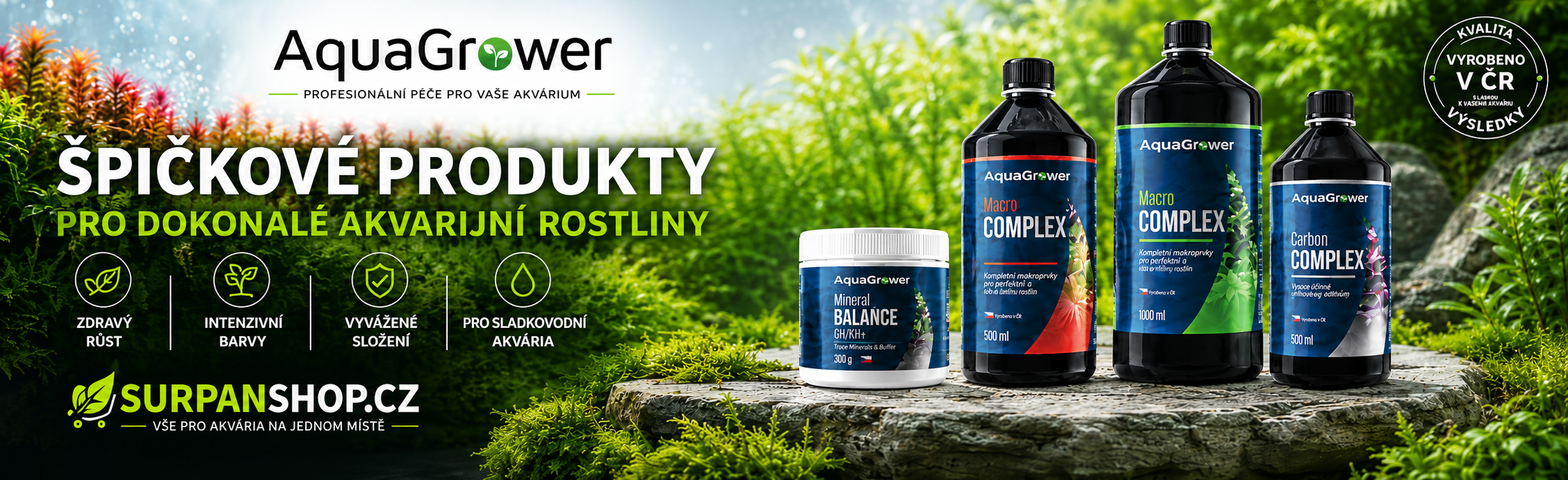 Akvarijní hnojiva a produtky AquaGrower jedině na SURPANu